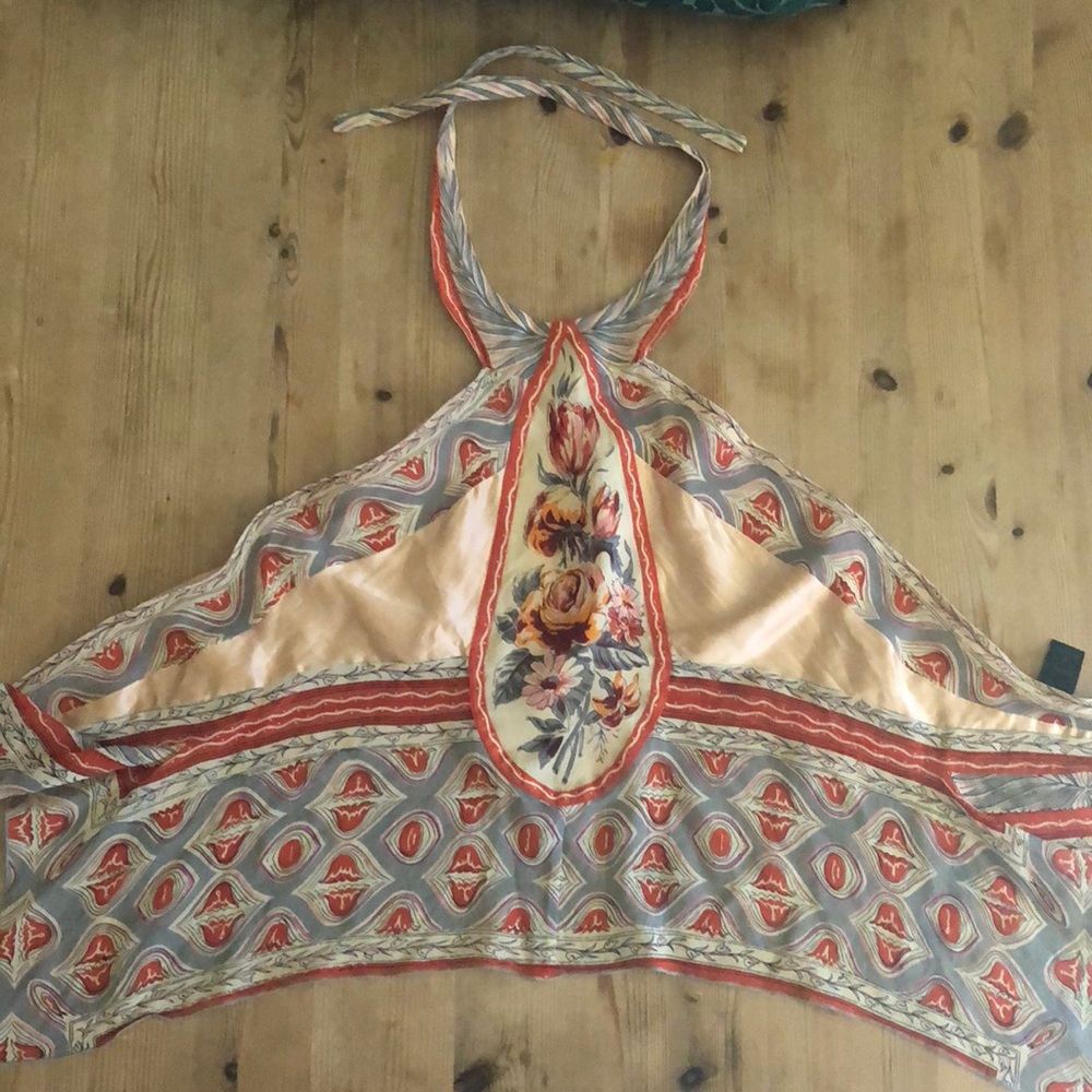 100% Silk tied halter top